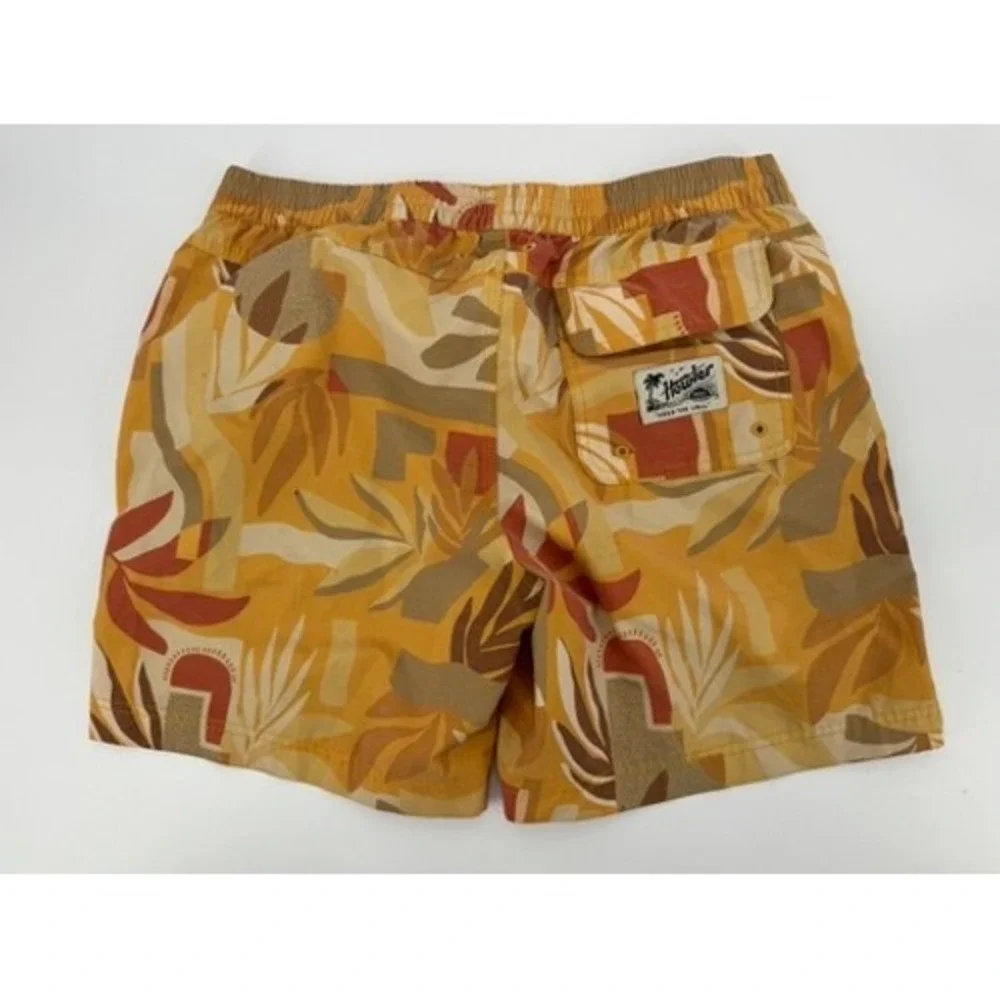 Howler Brothers Board Shorts Mens 35 Yellow Abstract Botanical Surf Swim Trunks